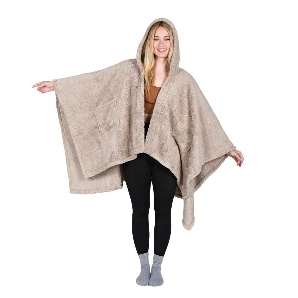 Poncho cape sherpa pour femme Catalonia, manteau douillet     capuche, couverture portable, id   e cadeau pour maman et adolescentes