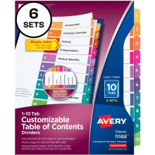 Avery Ready Index Custom TOC Ordner-Trennbltter 60 x Trennbltter 110 10 Registerbltter/Set 8,5 Trennblattbreite x 11 Trennblattlnge 3