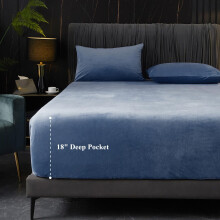 Ivellow Velvet Fitted Sheet Queen Size 1 Pack Luxury Flannel Bed Sheets with 18 Extra Deep Pocket Queen Fitted Sheet Only Extra Soft Cozy Comfy