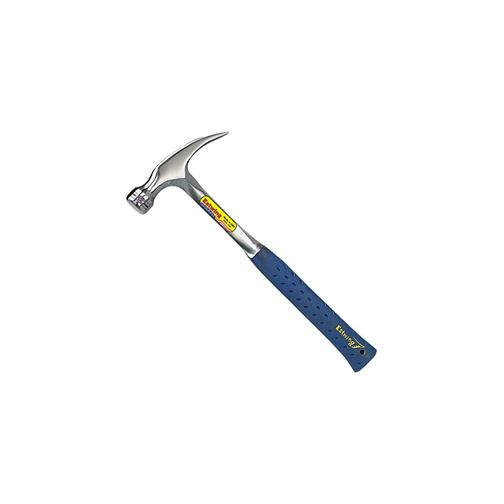 Estwing Hammer - 20 oz Straight Rip Claw with Smooth Face & Shock Reduction Grip - E3-20S   Silver