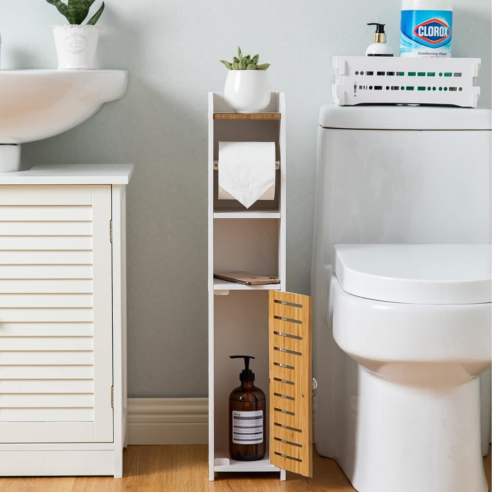 Chrome Toilet Roll Holder for Small Space, Behind Toilet Storage