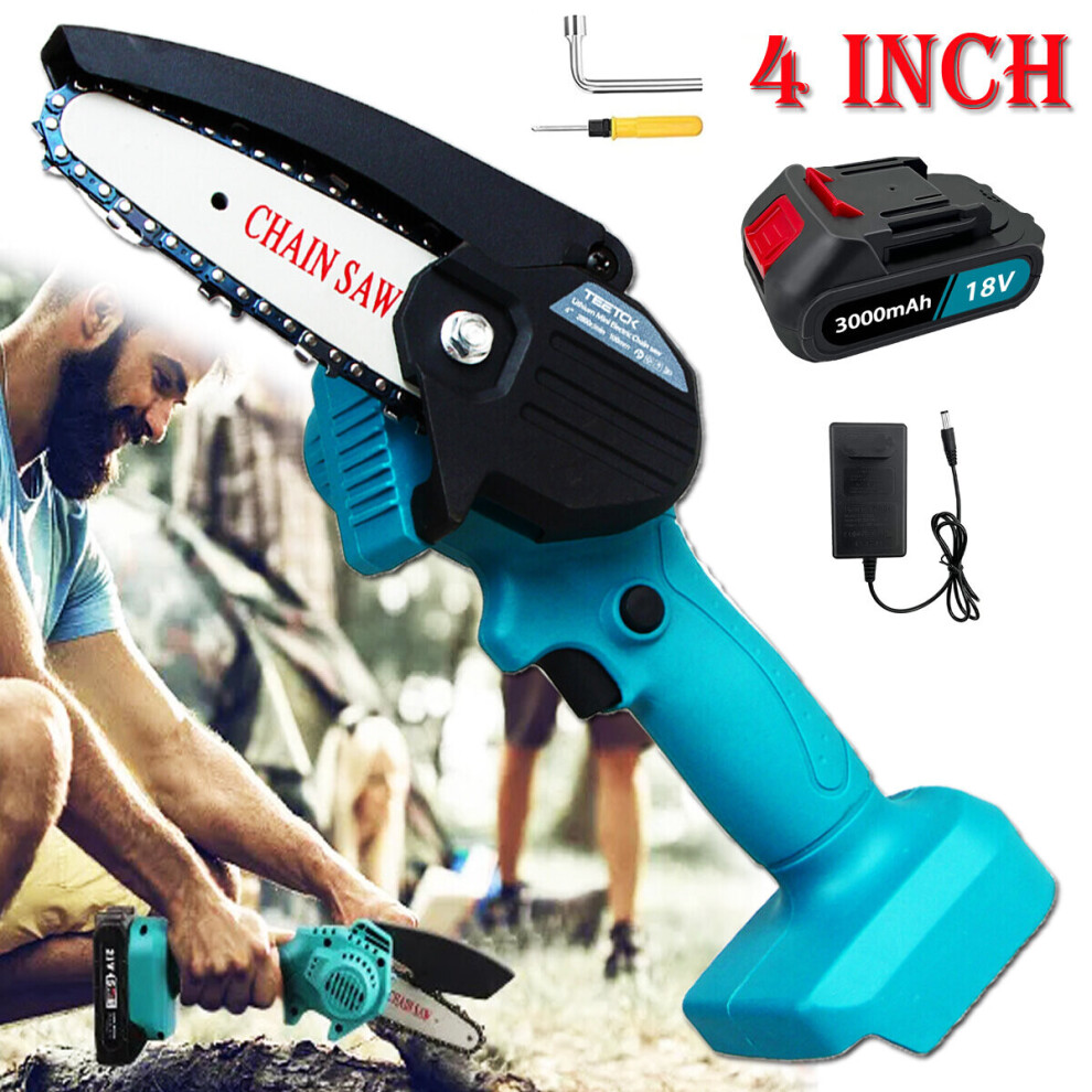 Cordless Mini Chainsaw Electric Rechargeable Cutter Saw Woodwork 1 Batterie-Makita Compatible