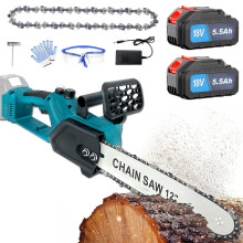 12" Heavy Duty Cordless Brushless Chainsaw+2Battery 5.5A+Charger-Makita Compatible