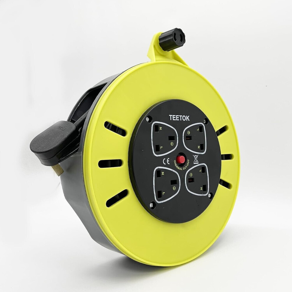 10 Metres Four Socket Open Cable Reel Extension Lead Garden Outdoor
