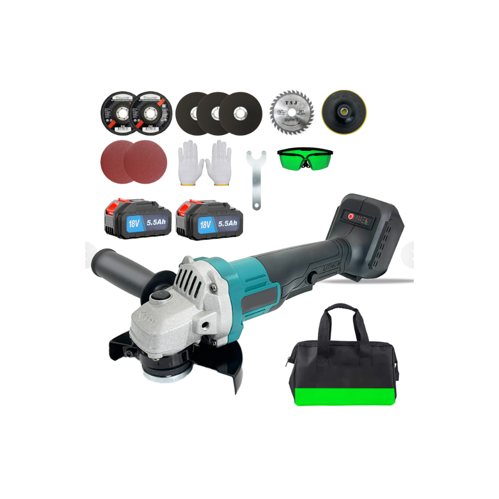 Meuleuse d'angle sans fil et sans balais 125mm+2x 5.5A Battery+Charger-MakitaCompatible
