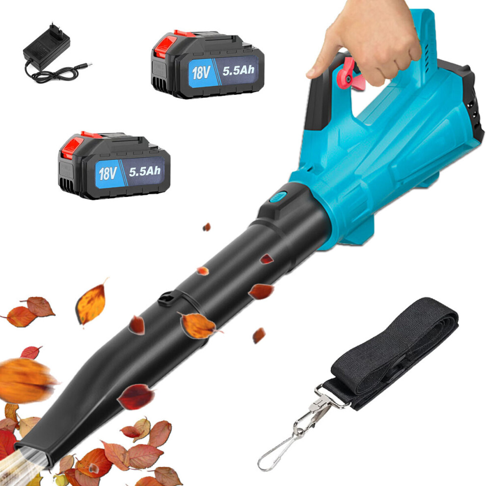 Heavy-Duty Cordless Brushless Garden Leaf Blower+2Battery 5.5A+Charger-Makita Compatible