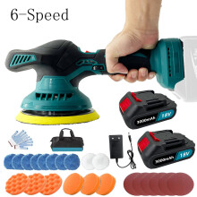 6 inch Cordless Car Polisher Buffer Sander 6-Speed  Polishing machine+2xBattery+Charger-Compatible with Makita 18V-21V