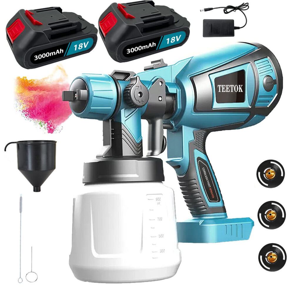 Electric Spray Gun HVLP Cordless Paint Sprayer+2Battery+Charger-Makita Compatible