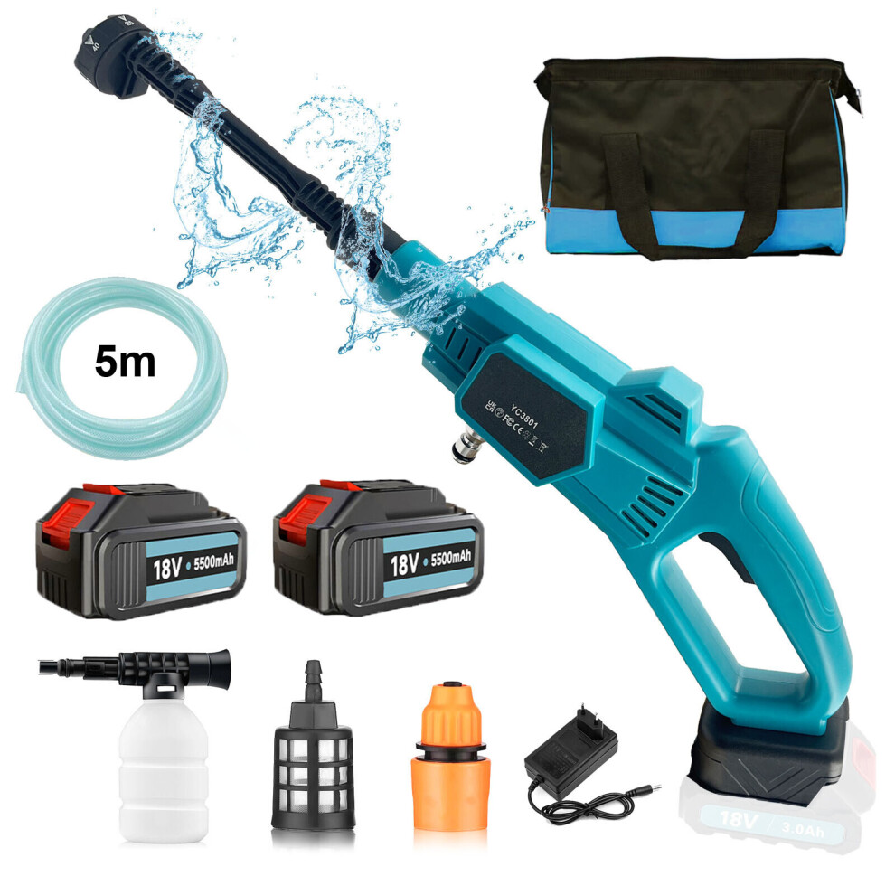 Nettoyeur à Pression Portable Sans Fil Et Sans Balai 6 En 1+2Batteries 5.5A+Chargeur-Compatible Makita-image