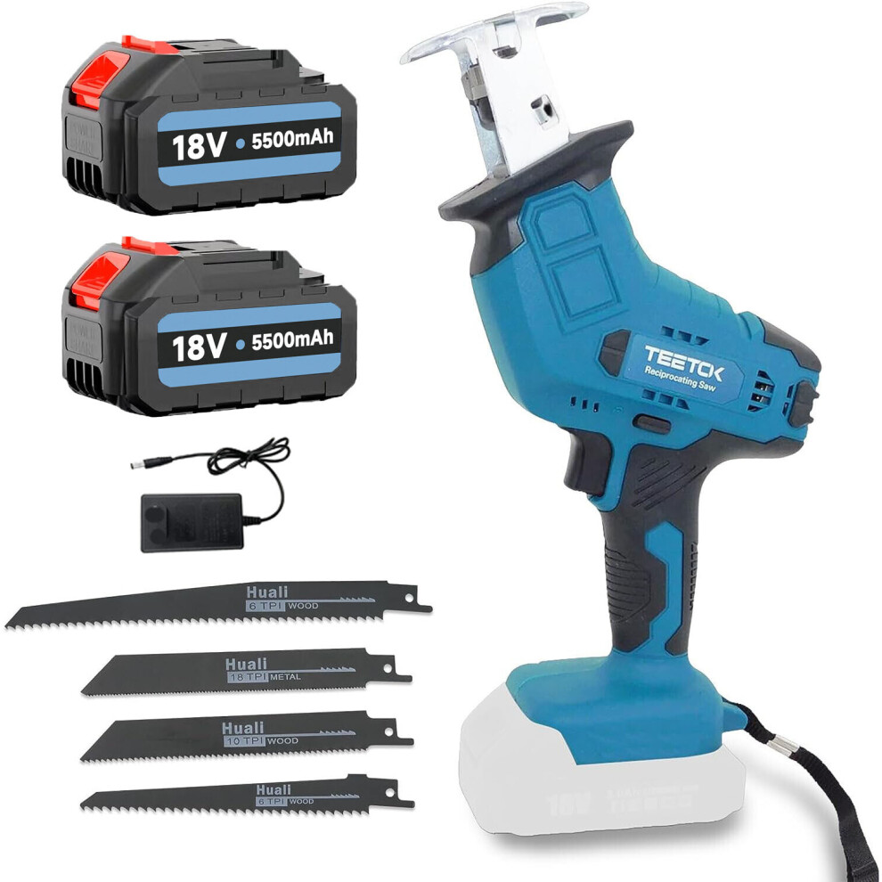 21V Cordless Reciprocating Saw+4Blades+2x 5.5A Battery+Charger--Makita Compatible