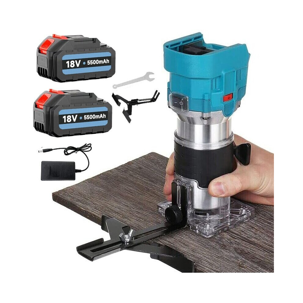 Brushless Cordless Electric Trimmer Router Laminate+2x 5.5A Battery-Makita Compatible