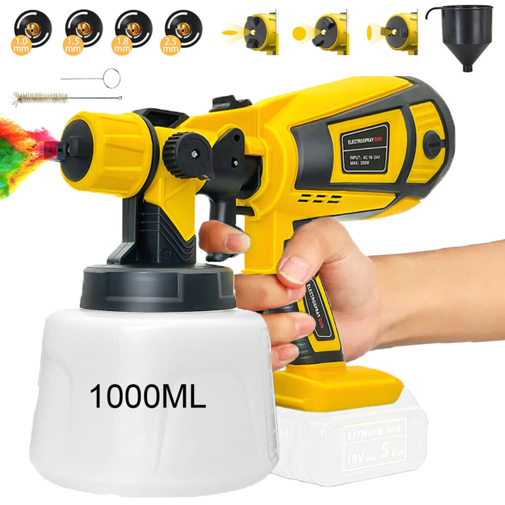 1000ML Cordless Paint Sprayer Gun Car Painting Tool Body-DeWALT Battery Compatible