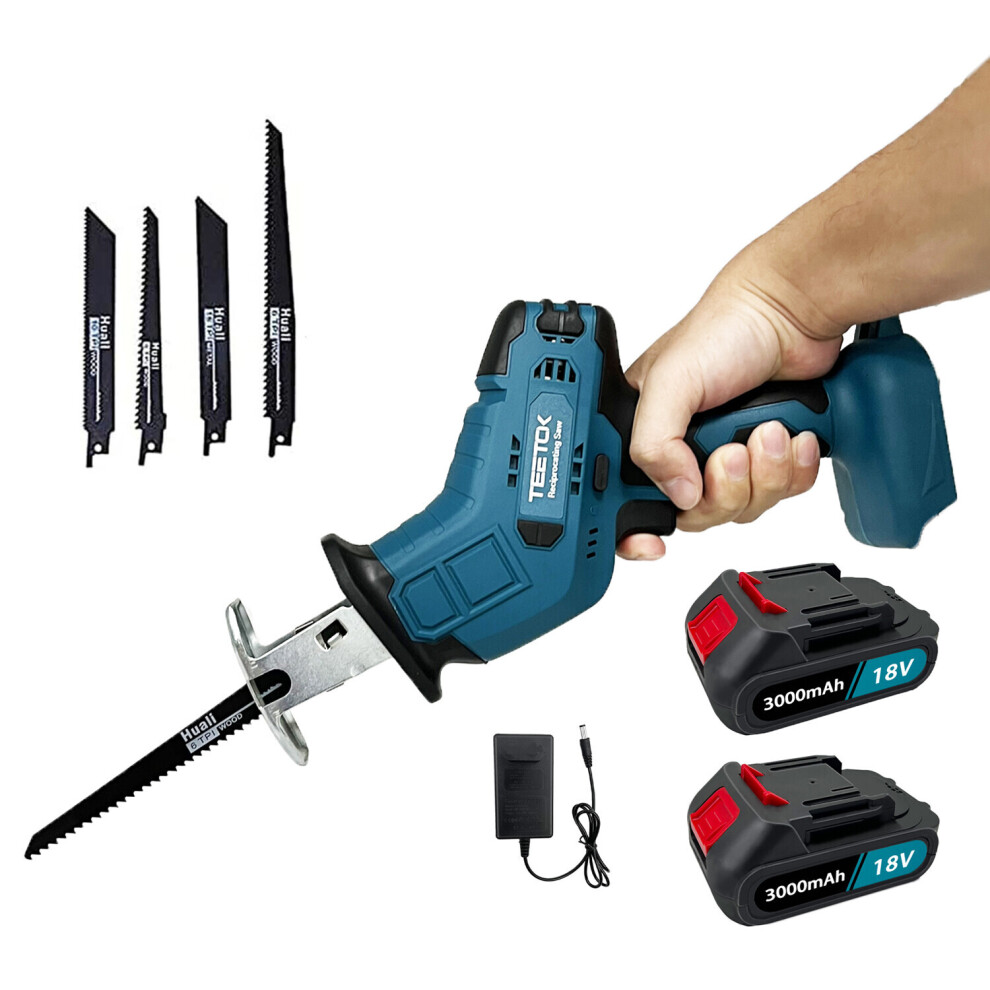 2Battery 5.5A Cordless Reciprocating Saw Sabre Saw 4Blades+Charger-Makita Compatible