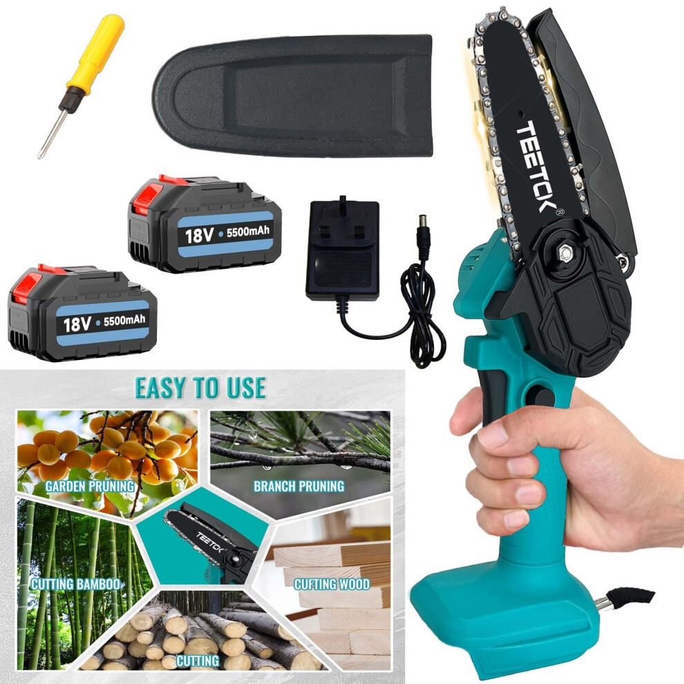 Mini tronçonneuse à main sans fil à une main 2x 5.5A Battery，Compatible avec la batterie Makita