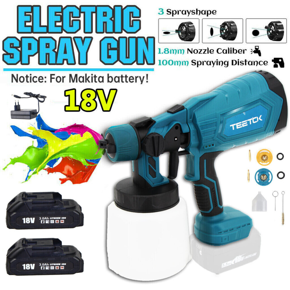 1000ML Cordless Paint Sprayer Gun+2xBattery+Charger-Makita Compatible