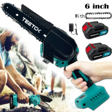 6-Inch Coldless Mini Chainsaw +2x3.0A Battery +Charger+1 Saw Chain-Makita Compatible