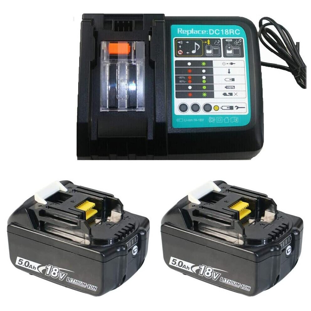 14.4V-18V Battery Charger DC18RC+2Battery 5A-Makita Battery Compatible