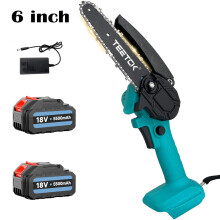 2x 5.5A Batteries 6''Mini Cordless Chainsaw Electric One-Hand Saw Wood Cutter