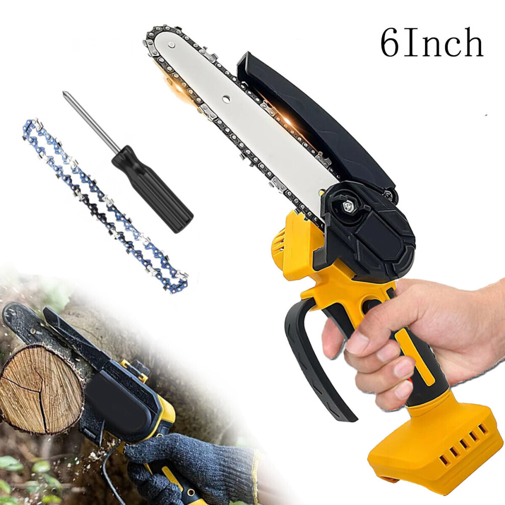 6inch Mini Cordless Chainsaw Electric One-Hand Saw Wood Cutter Naked-DeWALT Compatible