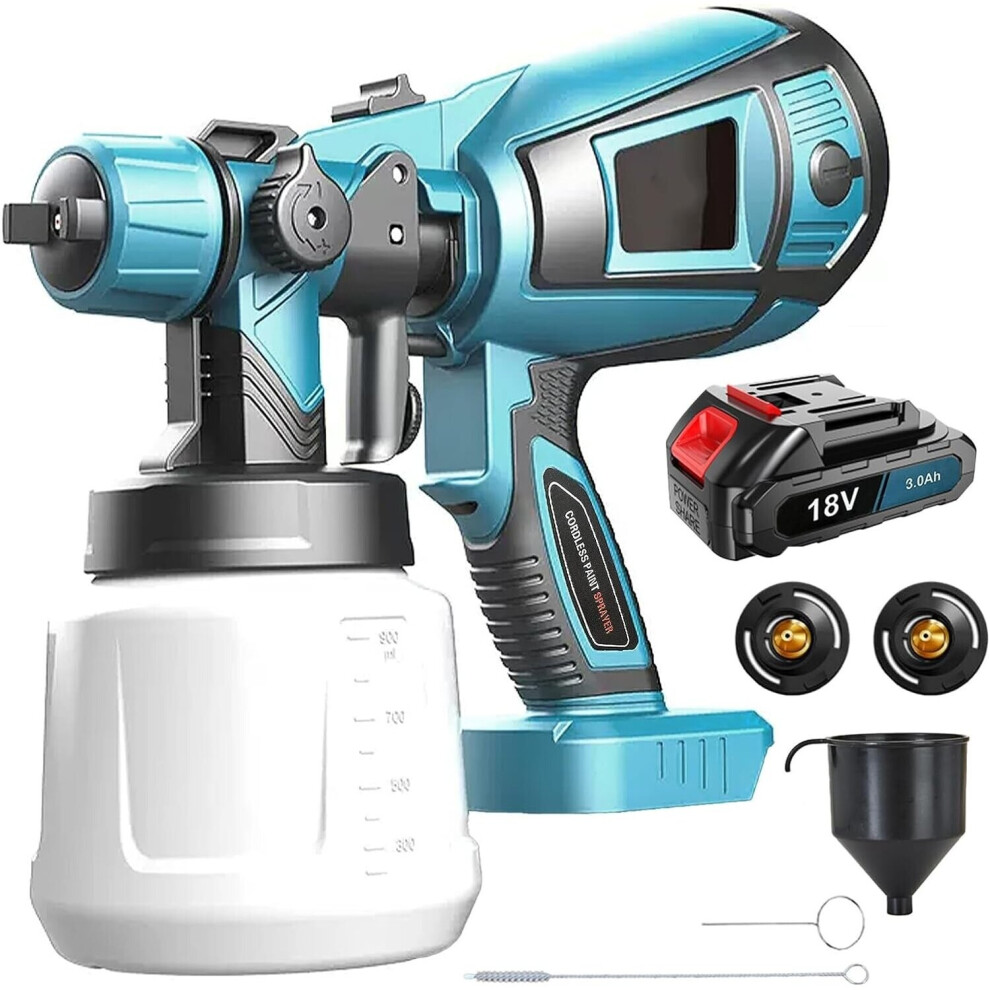 1L Cordless Electric Paint Spray Gun Sprayer+Battery-Makita Compatible
