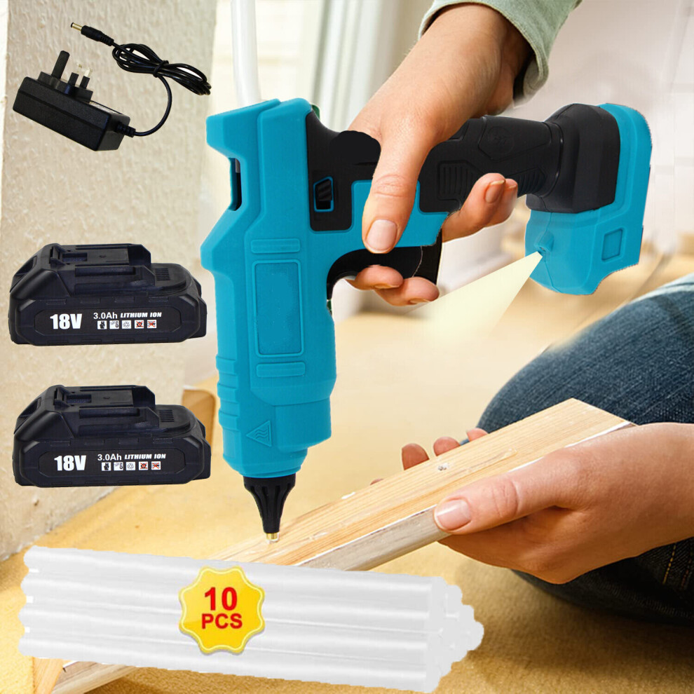 Pistolet à colle thermofusible à gâchette + 10 bâtons + 2 piles + chargeur - Compatible Makita