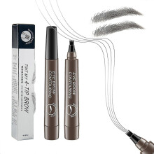 (Grey brown) 2pcs Eyebrow Contouring Pen, Waterproof Microblading Eyebrow Pencil with 4-Prong Micro-Fork-Tip Applicator, Liquid Eyebrow Pencils Natural Looking Bro