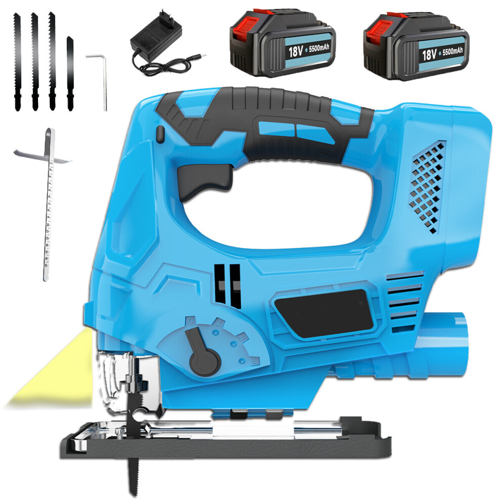 Cordless Brushless  Jig Saw Electric jigsaw+2x 5.5A Battery+Charger+4Blade