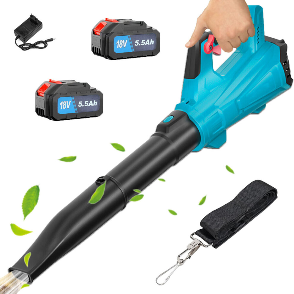 Brushless Cordless Air Leaf Blower+2Battery 5.5A-Makita Compatible