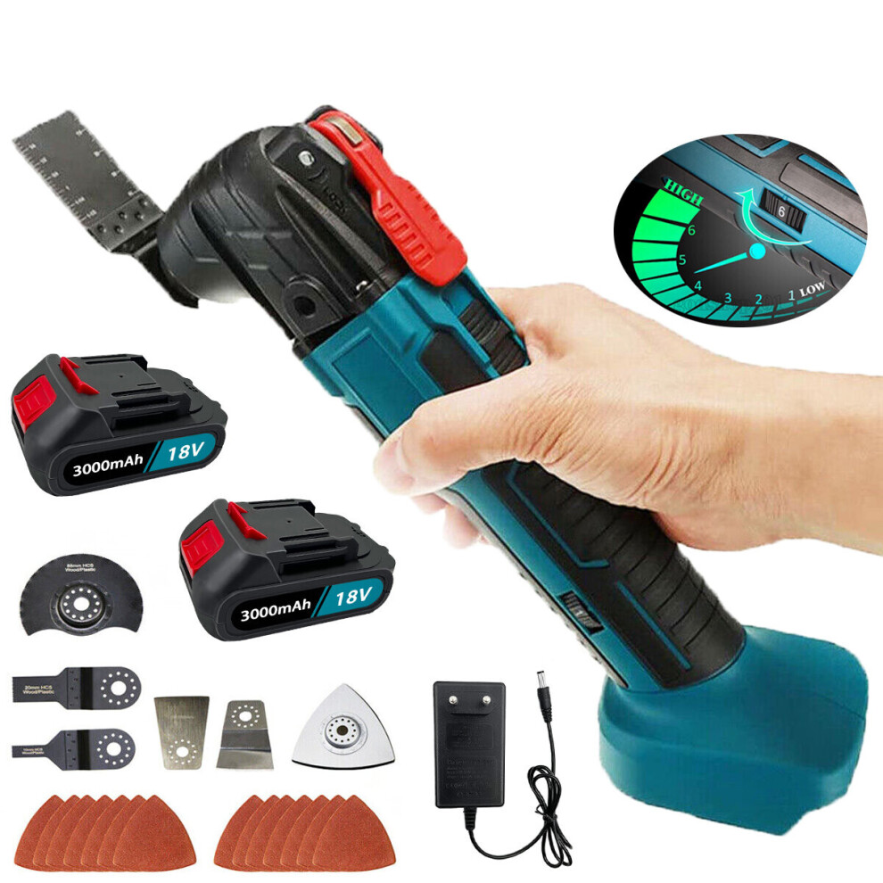 Cordless Brushless Oscillating Multi Tool 6 Speed 2x3.0A battery +harger-Makita Battery  Compatible