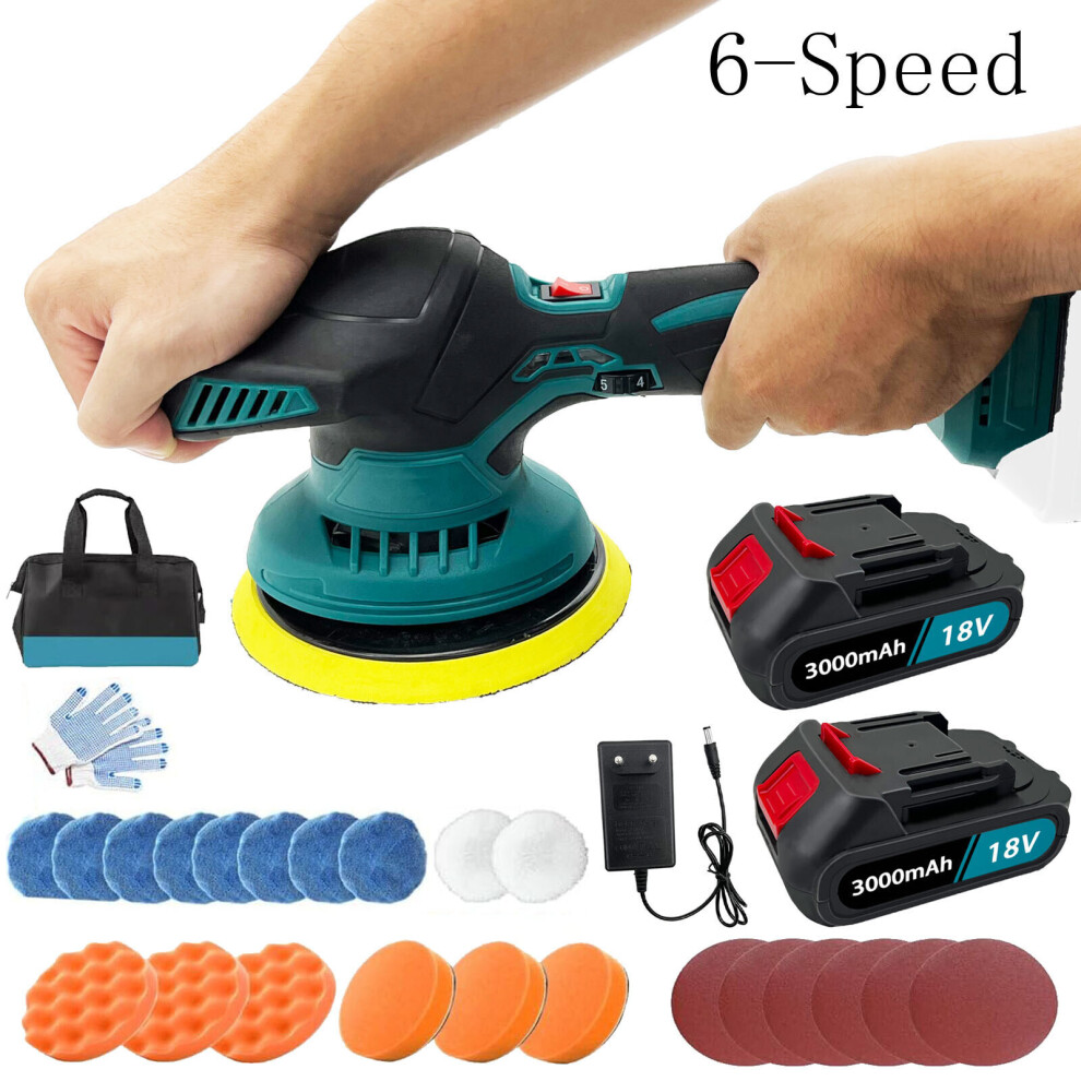 Cordless 6" Car Polisher Buffers Cleaner Tool+2xBattery+Charger-Repalce for Makita DPO600Z