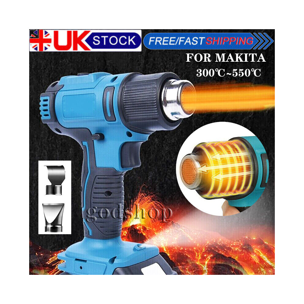 Pistolet à air chaud 300W Chauffage sans fil+2xbuses-Compatible avec la batterie Makita