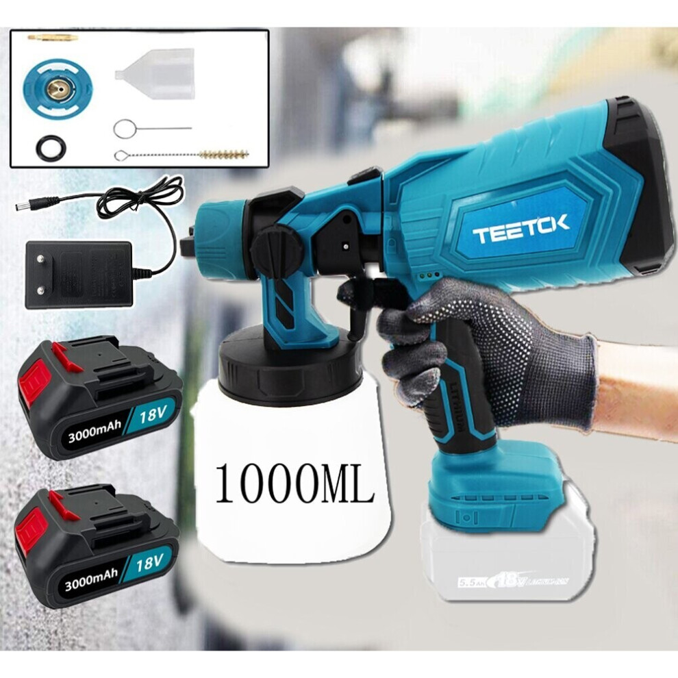 1000ML Cordless Paint Sprayer +2xBattery+Charger-Makita 18V Compatible