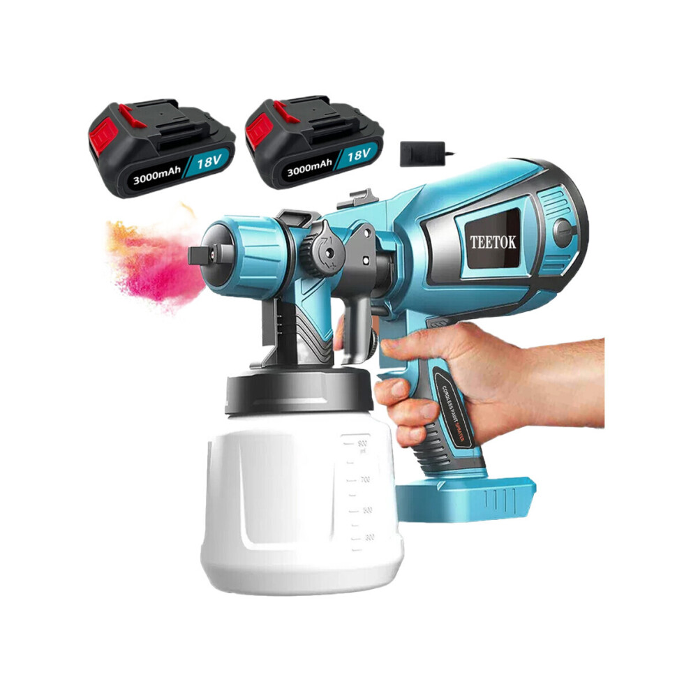 Cordless Paint Spray Gun Sprayer+3A 2Battery+Charger-Makita Compatible