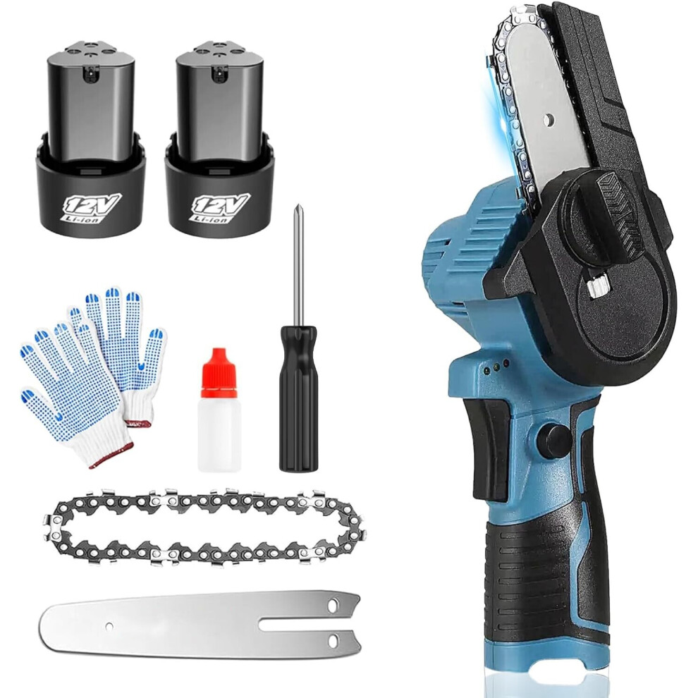 4'' Mini Chainsaw Cordless Electric Chain saw with 2X 1.5Ah Battery and Charger