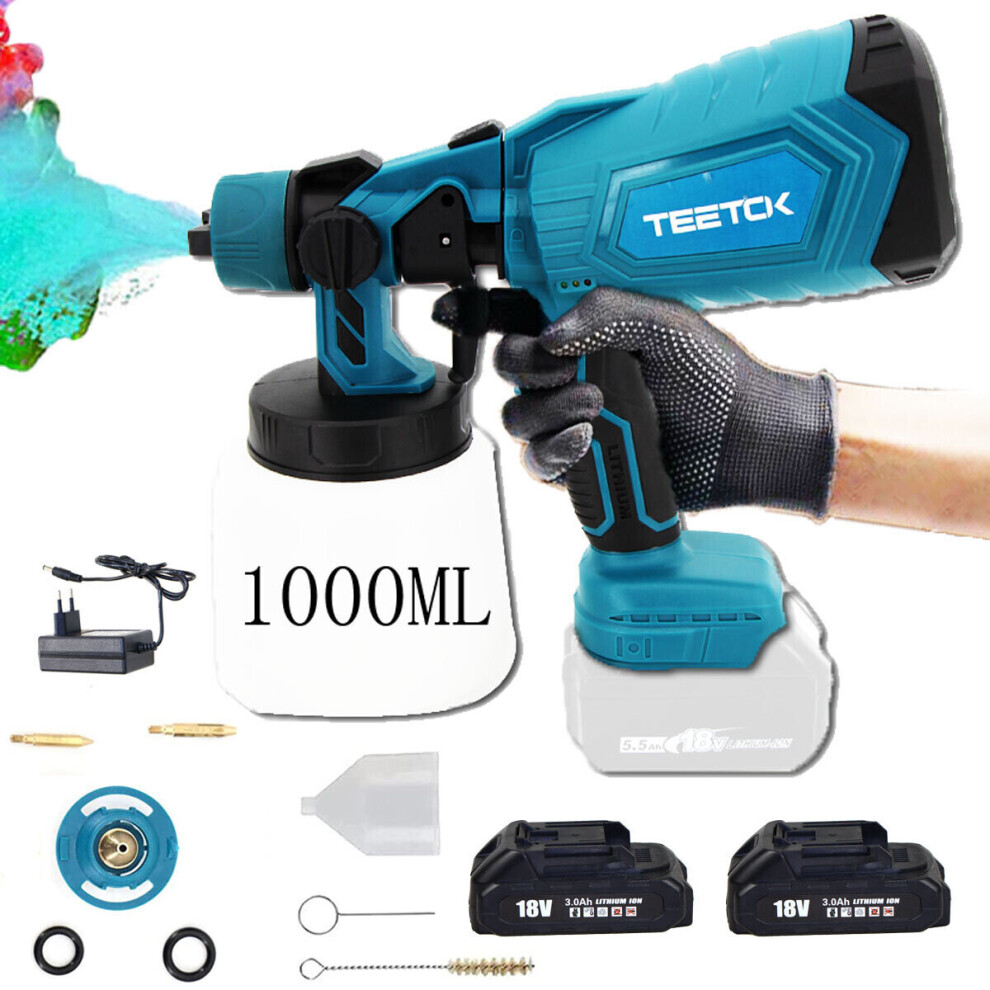 1000ML Cordless Paint Sprayer 18V+2xBattery+Charger-Makita Compatible