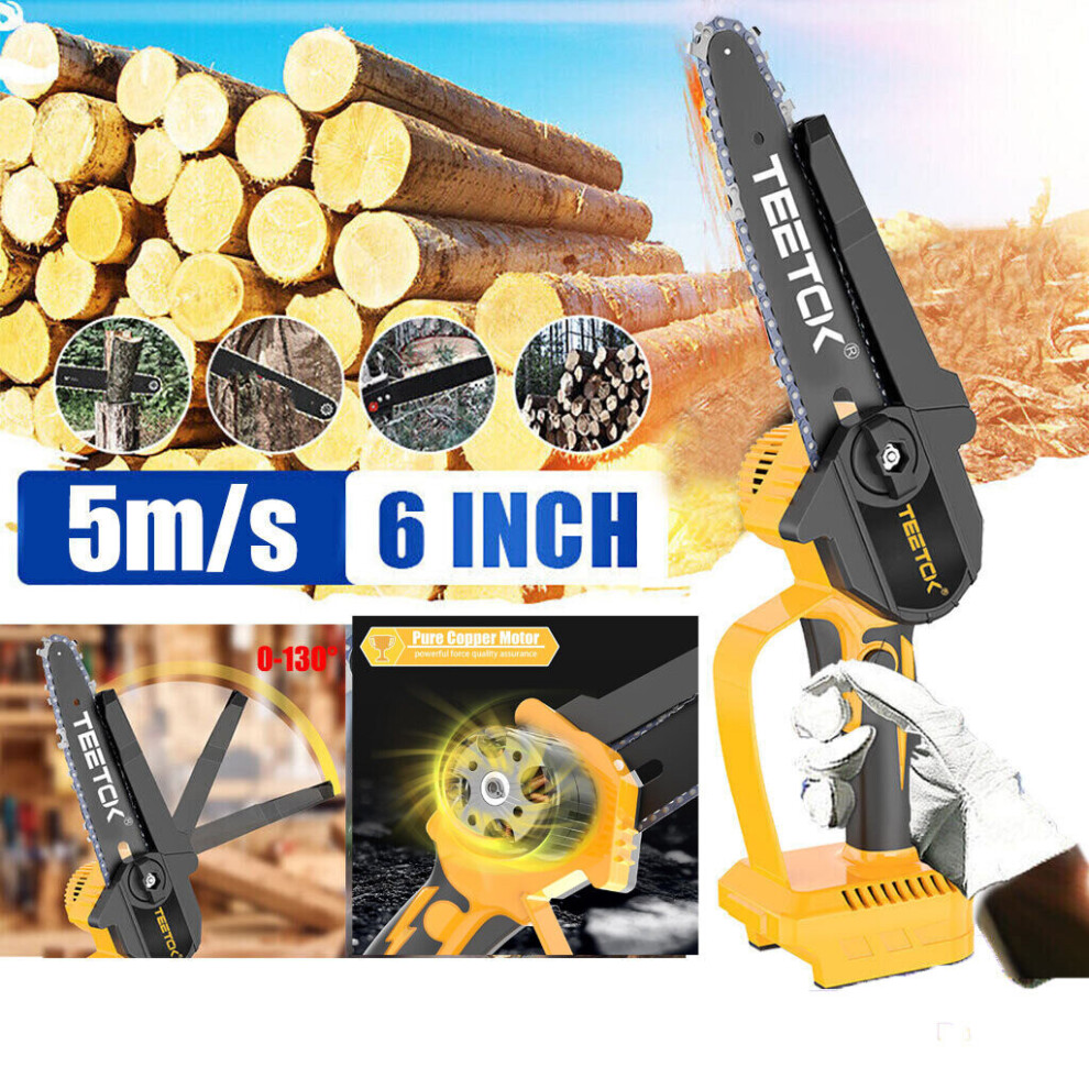 For Dewalt 18V 6in Cordless Electric Mini Chainsaw Wood Cutter Saw Woodworking