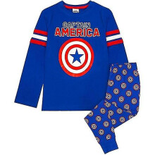 (3-4 Years, Blue) Captain America Boys Shield Long Pyjama Set