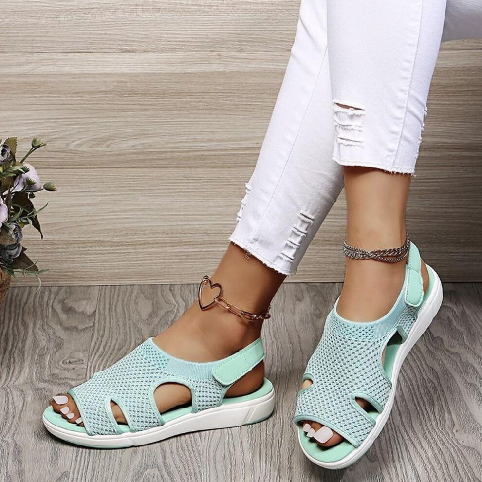 (green, 39) Women&apos;s Shoes Flat Sandals Summer Woven Breathable Sports Sandals Large Size Casual Beach Shoes for Women