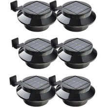 Packung mit 6 solarbetriebenen Led-Leuchten für Dachrinne, Zaun, Dach, Dachrinne, Garten, Hof, Wand, schwarz