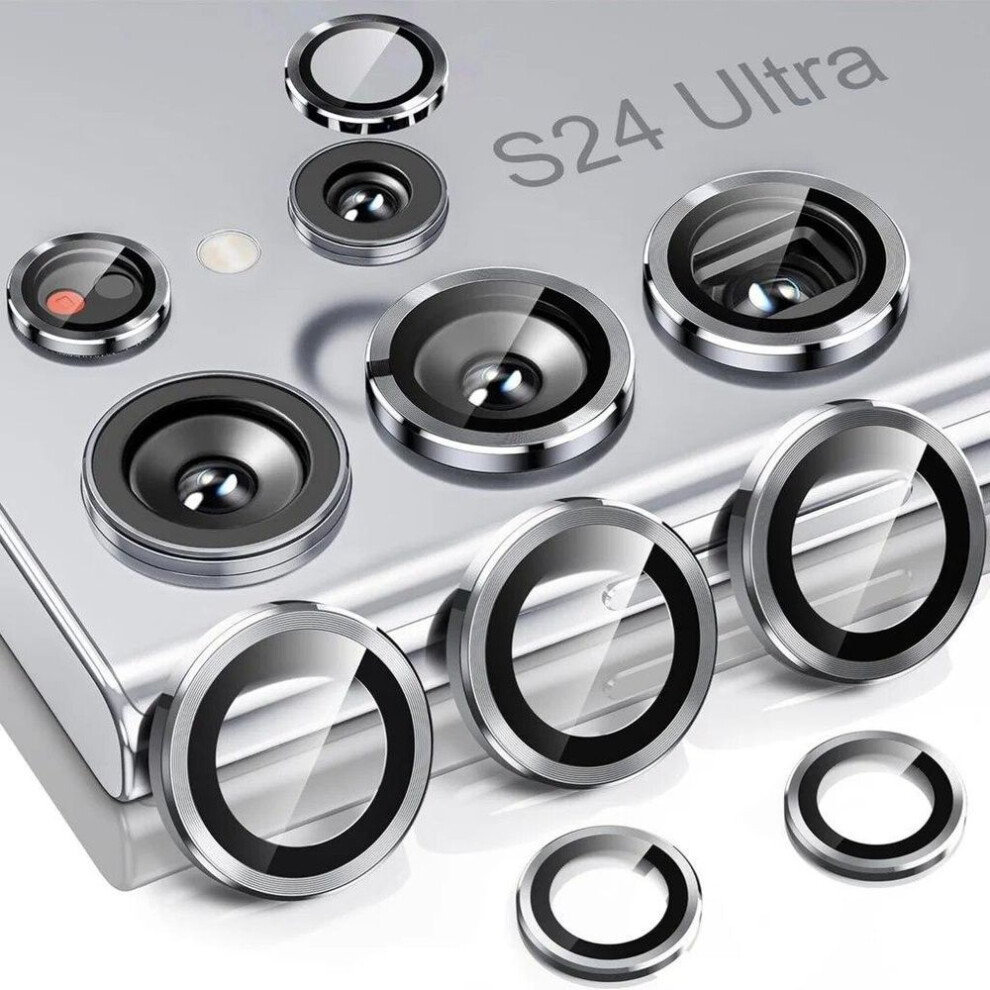 (silver, galaxy a55) Camera Lens Protector For Samsung Galaxy S24 Ultra S23 S22  A34 A54 A24 A35 A55 A15 A25  Metal Ring Tempered Glass Camera Screen Protector