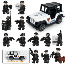 New version Military Jeep Special Police P-10 Small Particle Block Assembly Toy