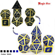 Color shift Edge Metal Dice Set Role Playing Dragons Magic Dice Bar Party Table Game Hobbies Gift 7Pcs/Set