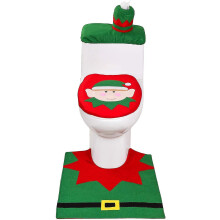 Christmas Decoration 3pcs Toilet Seat Cover Elves Decoration Set