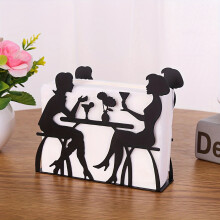(Black, Iron) 1pc Black/White Character Iron Napkin Holder, Party Wedding Napkin Holder, Home Decor