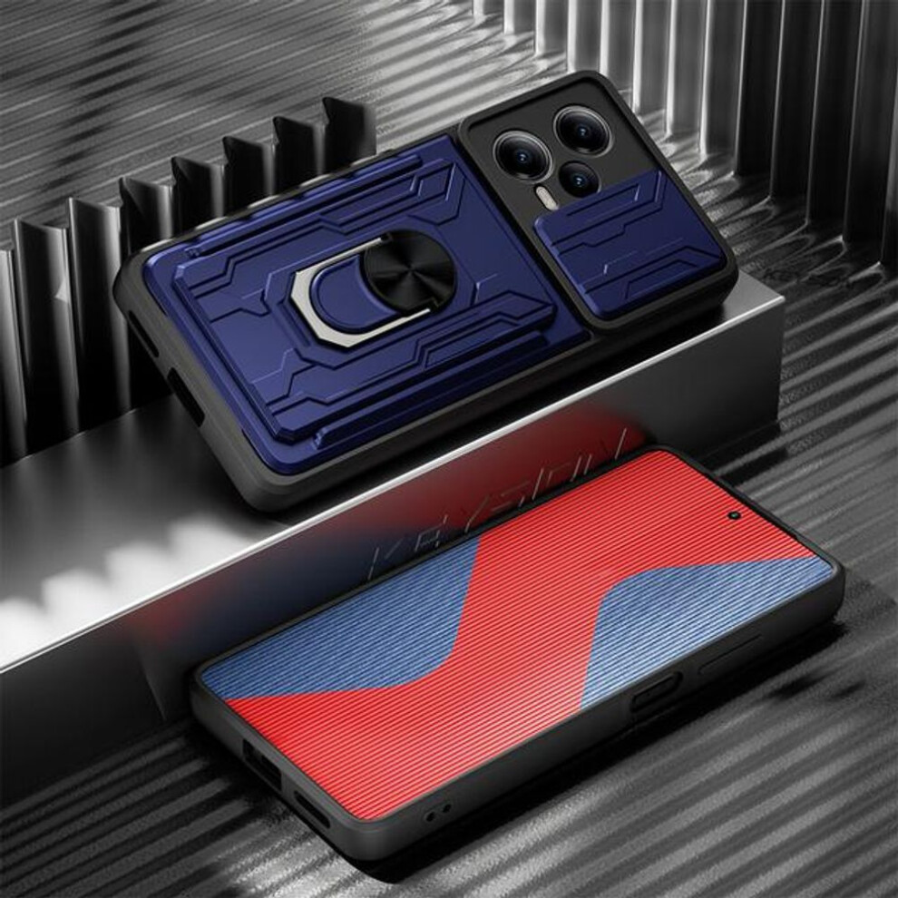 (blue, Redmi Note12T Pro 5G) Shockproof Armor Hard Case for Redmi Note 12S 4G 12T Pro+ 5G Card Slot Wallet Slide Camera Protection Phone Holder Cover for Xiaomi POCO F5 X5 Pro