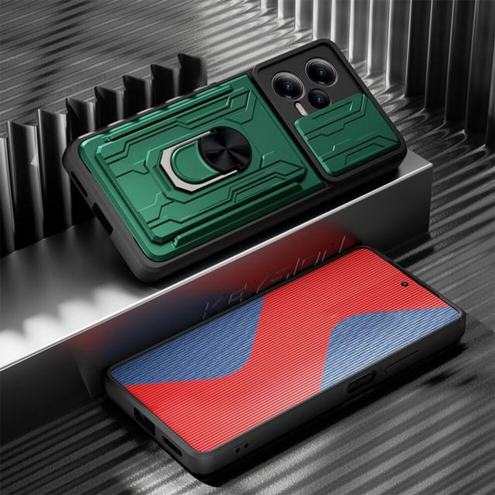 (green, for POCO X5 5G) Shockproof Armor Hard Case for Redmi Note 12S 4G 12T Pro+ 5G Card Slot Wallet Slide Camera Protection Phone Holder Cover for Xiaomi POCO F5 X5 Pro