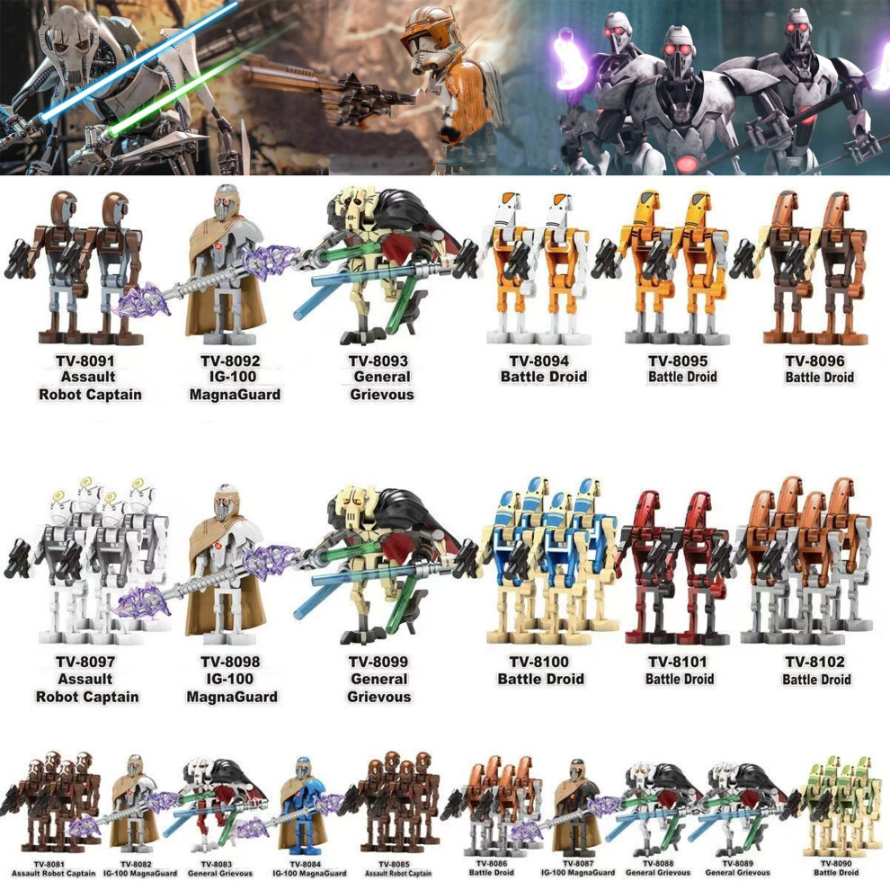 Bonxaif (48Pcs Battle Droids Star Wars) 48Pcs Battle Droids Star Wars Clone Troopers Minifigures Gift Fit Lego