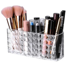 (As show, One size) LINJOU Makeup Brush Holder, 3 Slots Clear Acrylic Cosmetic Makeup Organiser