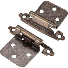 (As show, One size) Pair Cabinet Hinges with Screws, Self-Closing, Decorative, Front Mount for Variable Kitchen Wall Cabinet Doors (Antique Bronze)