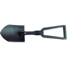 (As show, One size) Foldable shovel for camping and mountaineering,Length: 59 cm, Hardened boron steel, Black